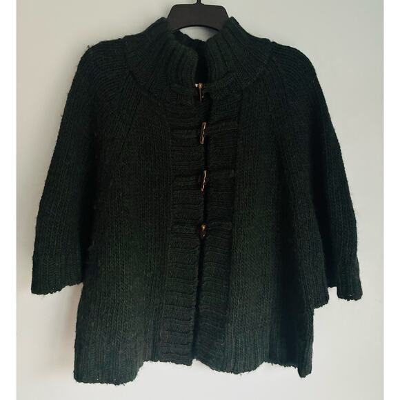 LOFT Wool Alpaca Dolman Knit Cardigan Medium Dark Green - Picture 2 of 7